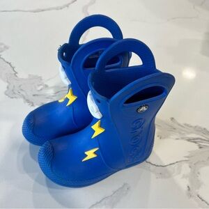 CROCS Kids Blue and Yellow Rain Boots